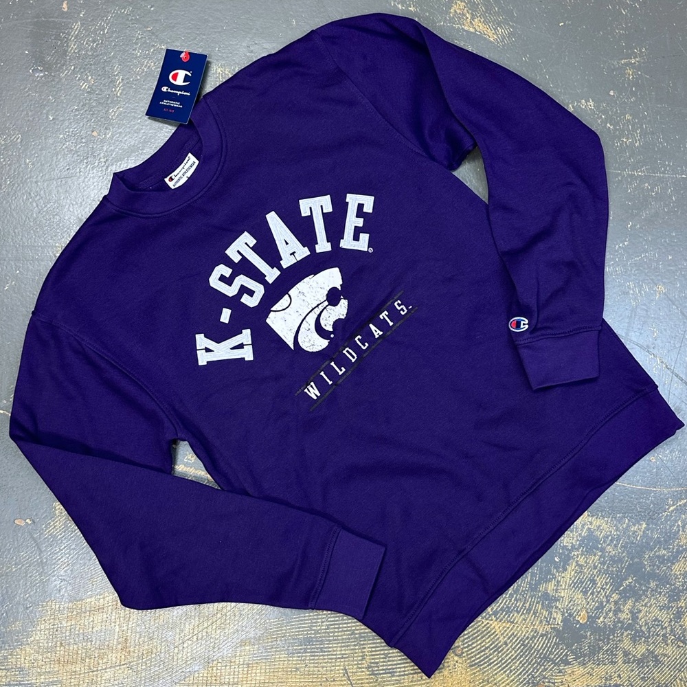 Champion Kansas State Wildcats Crew Neck Sweater NCAA Basketball Baseball New
